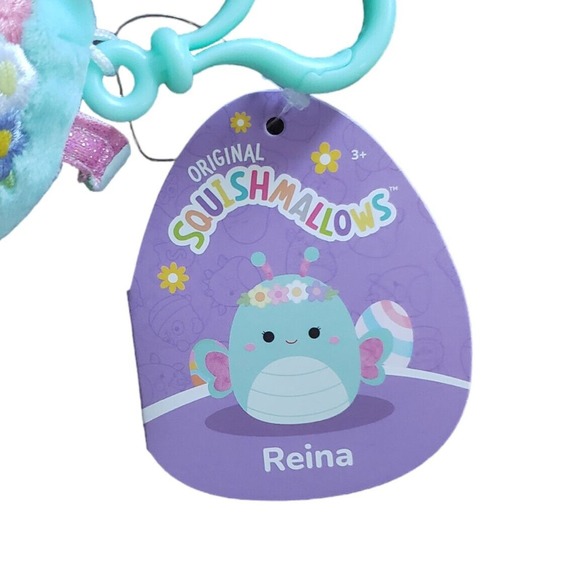 Squishmallow 3.5" Reina Butterfly Teal Flower Crown Spring Easter Plush BNWT - Picture 2 of 5